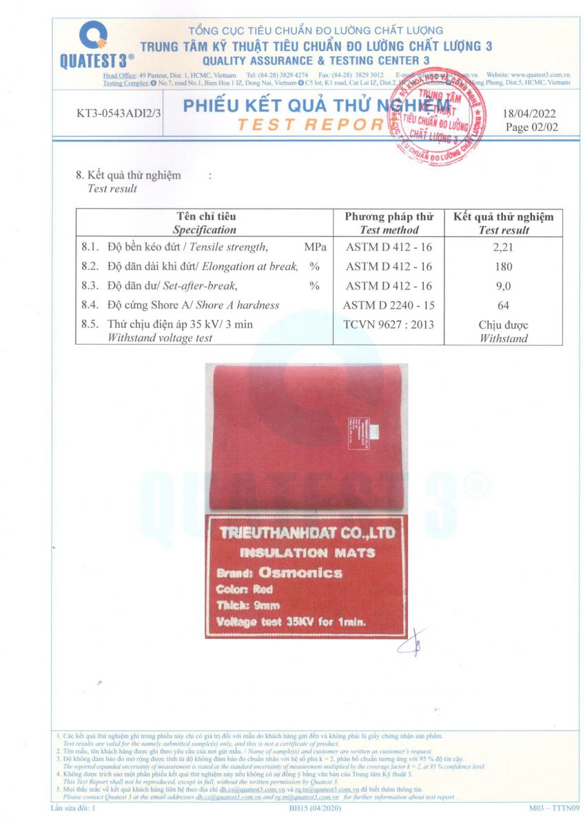 THẢM CÁCH ĐIỆN 35KV Osmonics